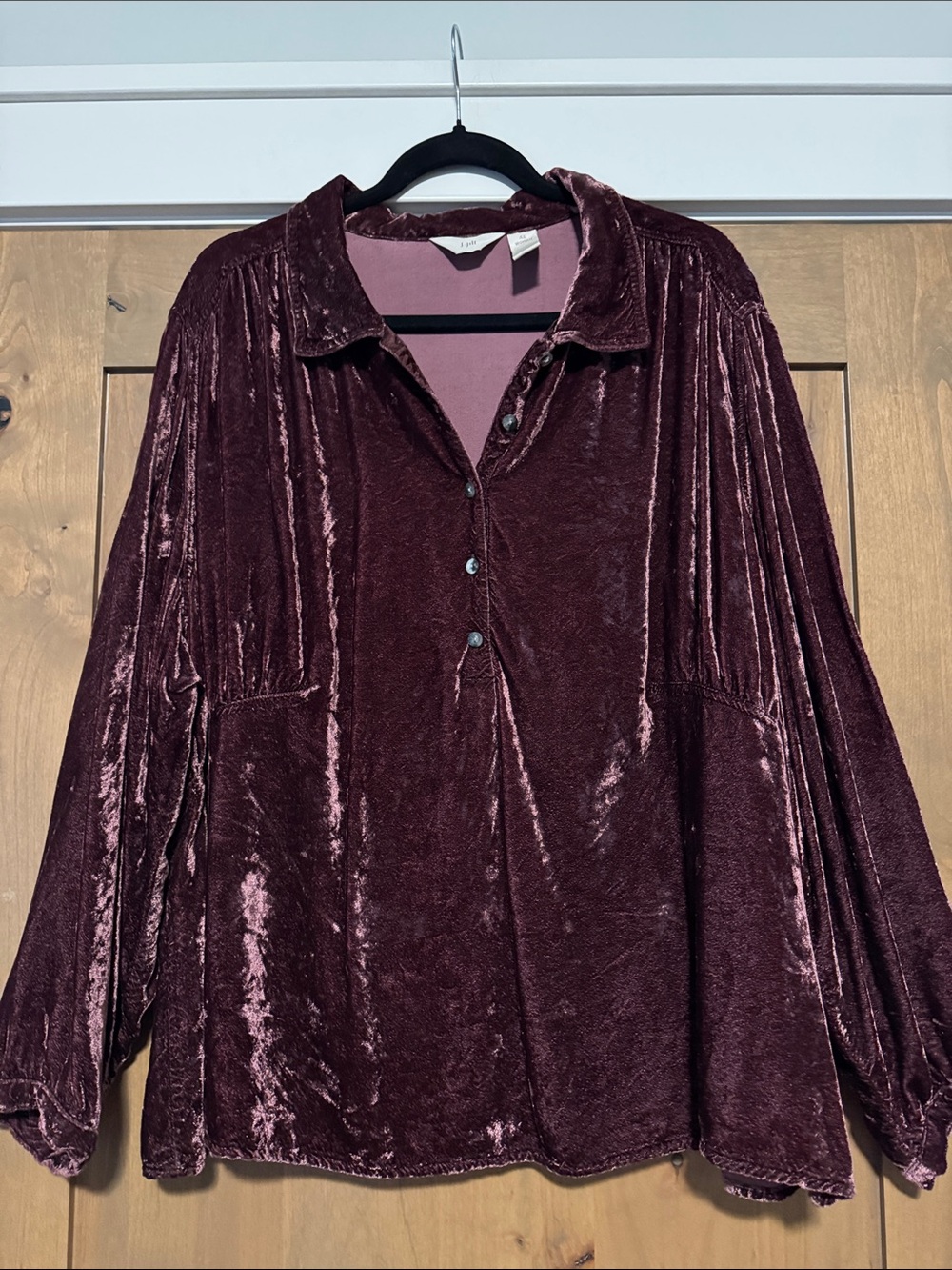 J.Jill Crushed Velvet Tunic Top Womens plus size 4X Red Wine Festive Fall Fancy